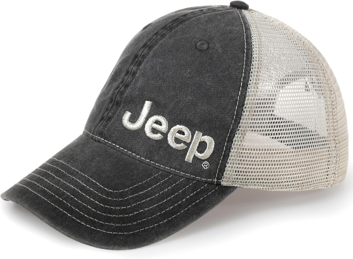 Jeep Text-Logo Washed Trucker Hat