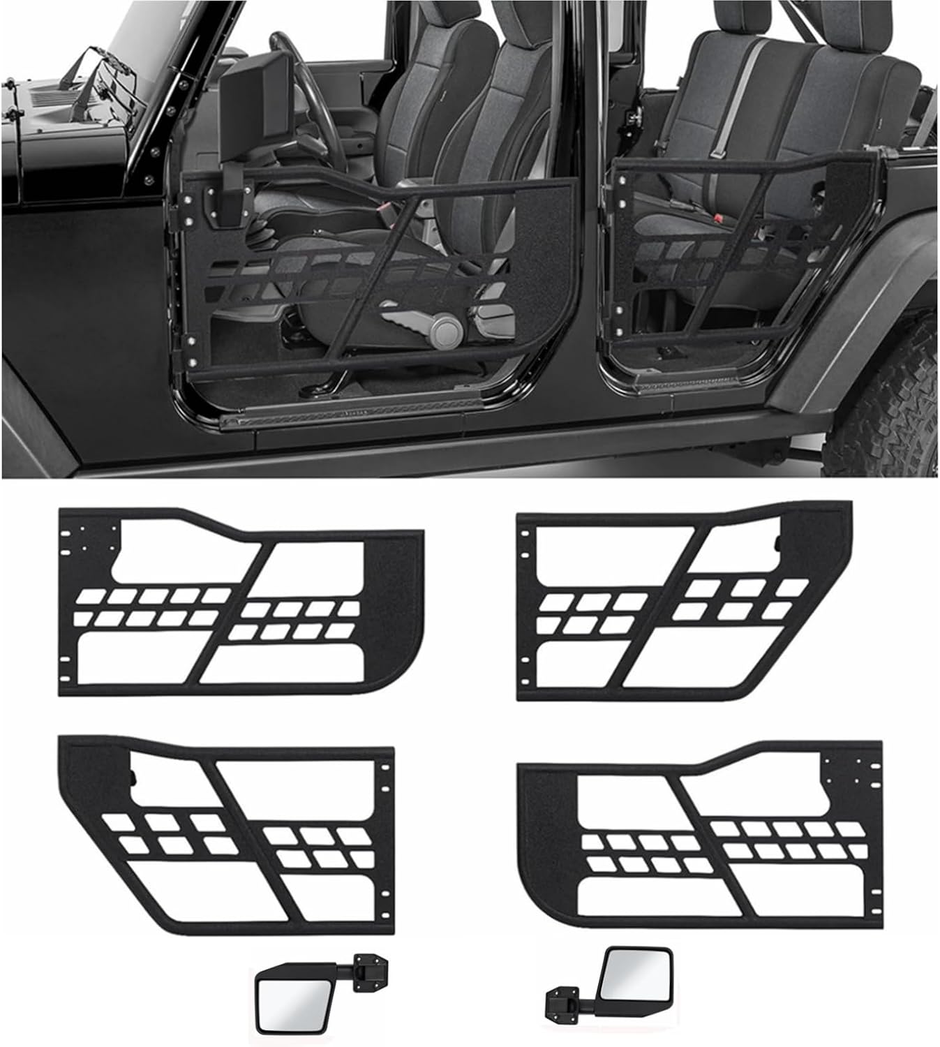Tube Half Doors w/ Mirrors — Set of 4