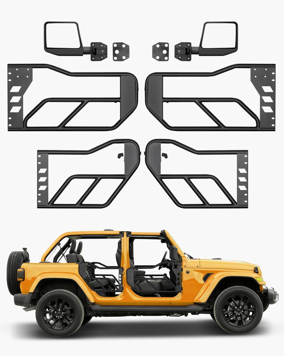 VEVOR Tubular Trail Doors with DOT Mirrors (Set of 4)