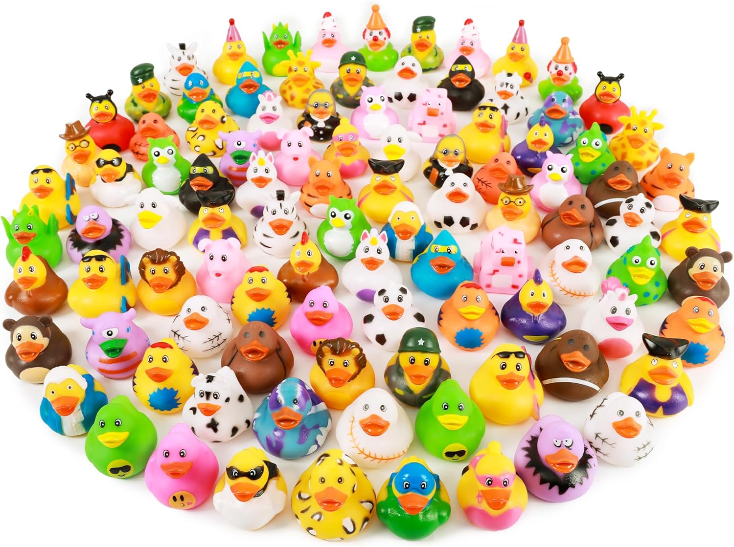 100-Pack Jeep Ducking Rubber Ducks (50 Designs)