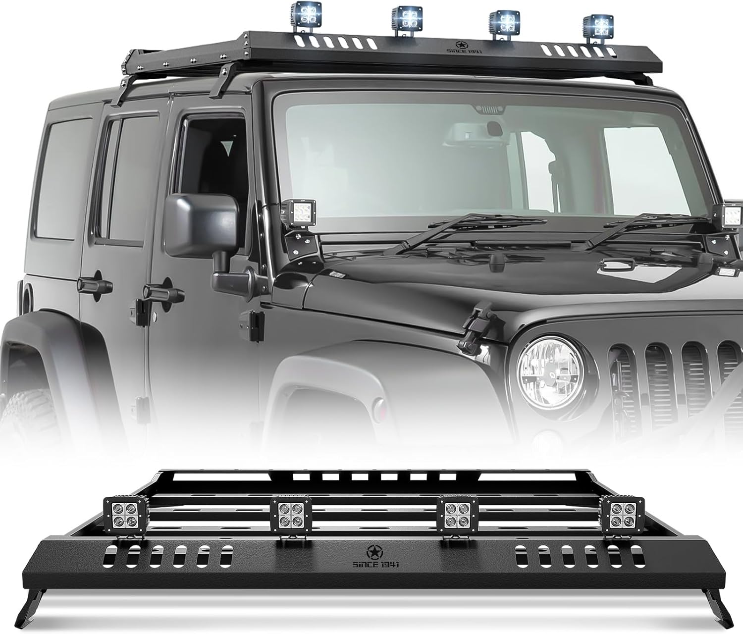 Steel Roof Cargo Basket w/ 4 LED Pods